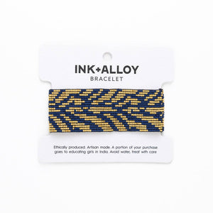 Brooklyn Tiger Print Beaded Stretch Bracelet Navy