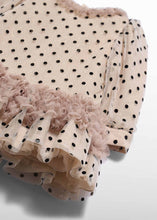 Load image into Gallery viewer, Baby girl polka dot tulle dress in marzipan, detail
