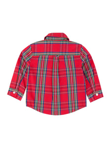 Boys Tis The Season Plaid Long Sleeve Button Down Shirt