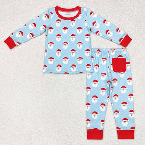 Boys Blue Santa Pajamas