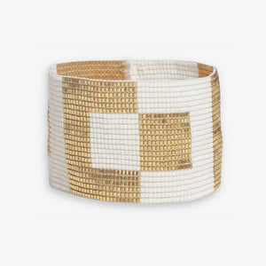Brooklyn Two Color Squares Beaded Stretch Bracelet Gold