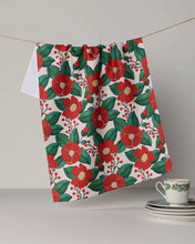 Load image into Gallery viewer, Geometry Winter Camellia Tea Towel - Holiday 2026
