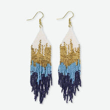 Load image into Gallery viewer, Claire Ombre Beaded Fringe Earrings Blue
