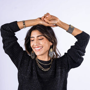 Brooklyn Diamond Beaded Stretch Bracelet Black
