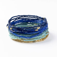 Load image into Gallery viewer, Chelsea 18 Strand Luxe Beaded Bracelet Set Blue
