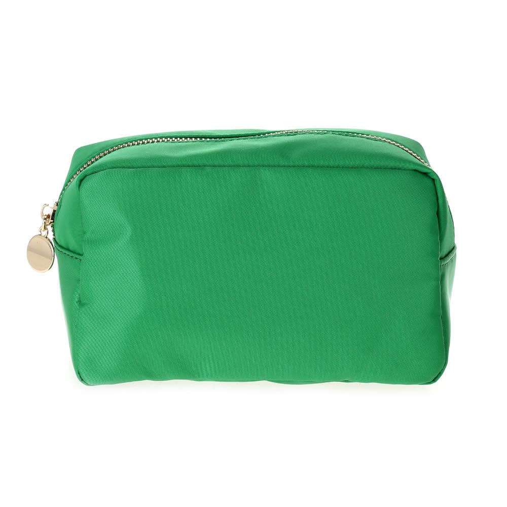 Round Zippered Nylon Cosmetic Pouch Bag
