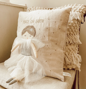 Whimsical Angel Peace on Earth Pillow