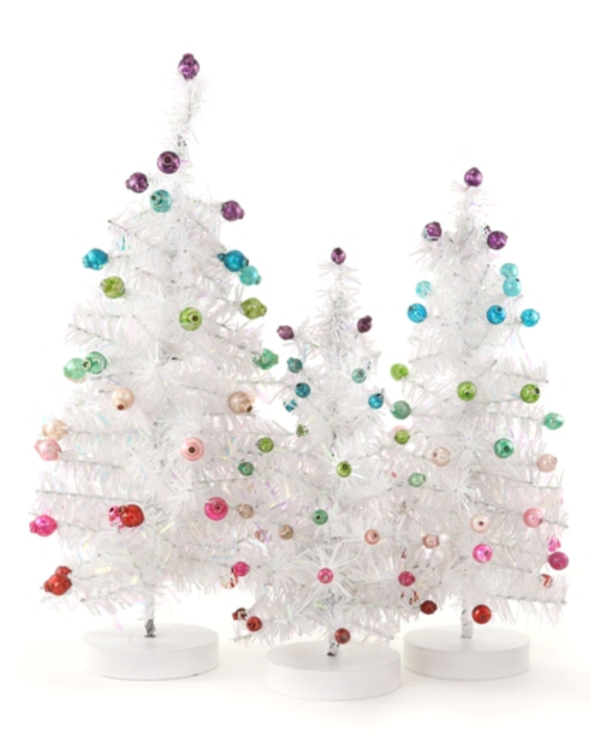 Retro Trees - White with Rainbow Balls
