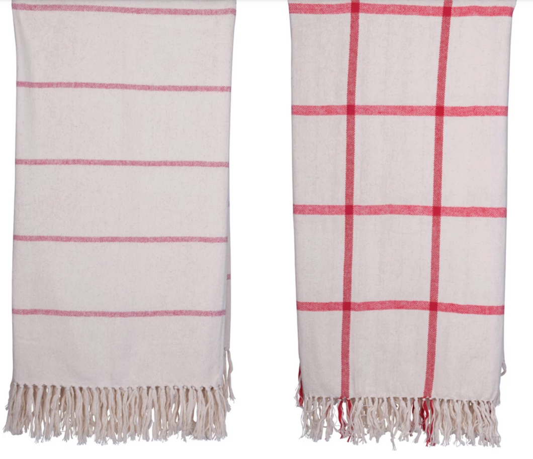 Red Pattern Throws with Fringe