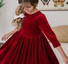 Load image into Gallery viewer, Mila&amp;Rose Velvet Twirl Dress
